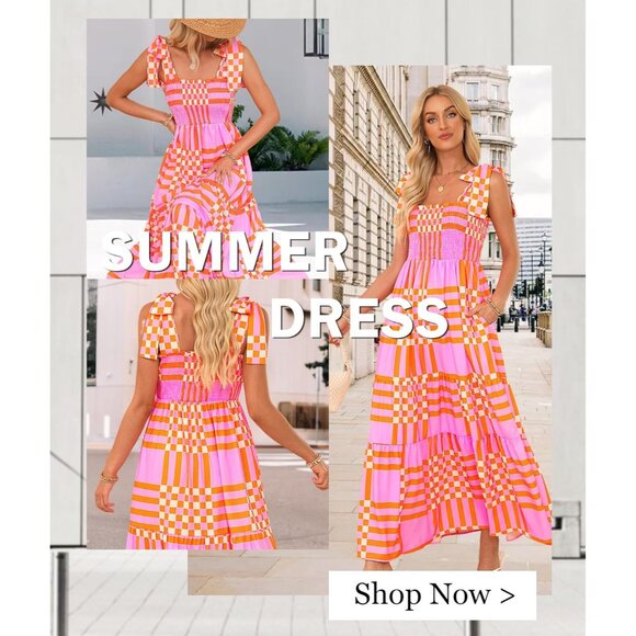 Women's Summer Maxi Dress Boho Spaghetti Straps Casual Long Flowy A-line - Picture 5 of 5